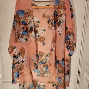 Live 4 Truth Pink Peach Floral Kimono. New.